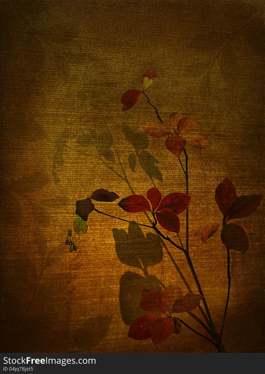 Branch of flowers in brown velvet  texture. Branch of flowers in brown velvet  texture.