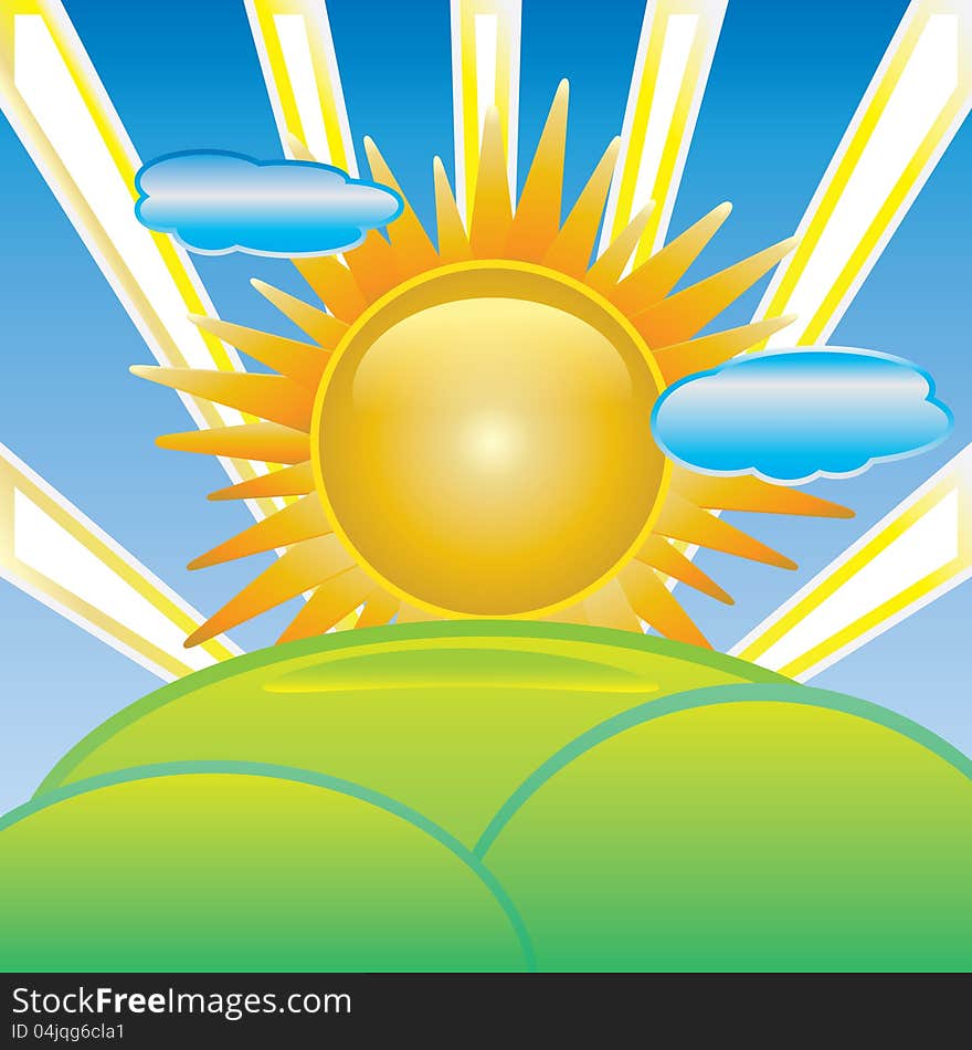 Sun with cloud vector