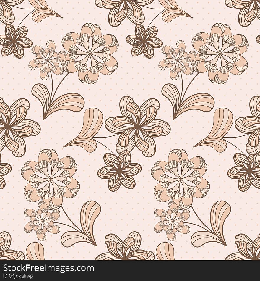 Vector seamless abstract floral pattern with ethnic flowers. Vector seamless abstract floral pattern with ethnic flowers