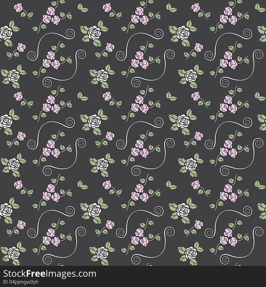 Beautiful Seamless Pattern With Roses