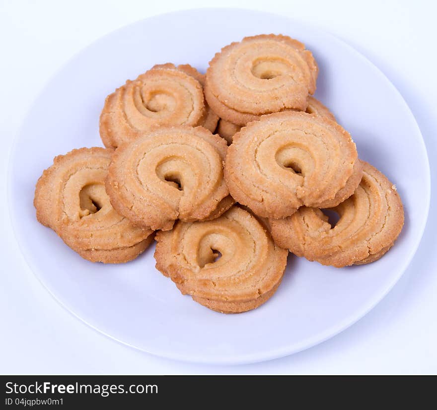 Cookies in the plate on white background. Cookies in the plate on white background