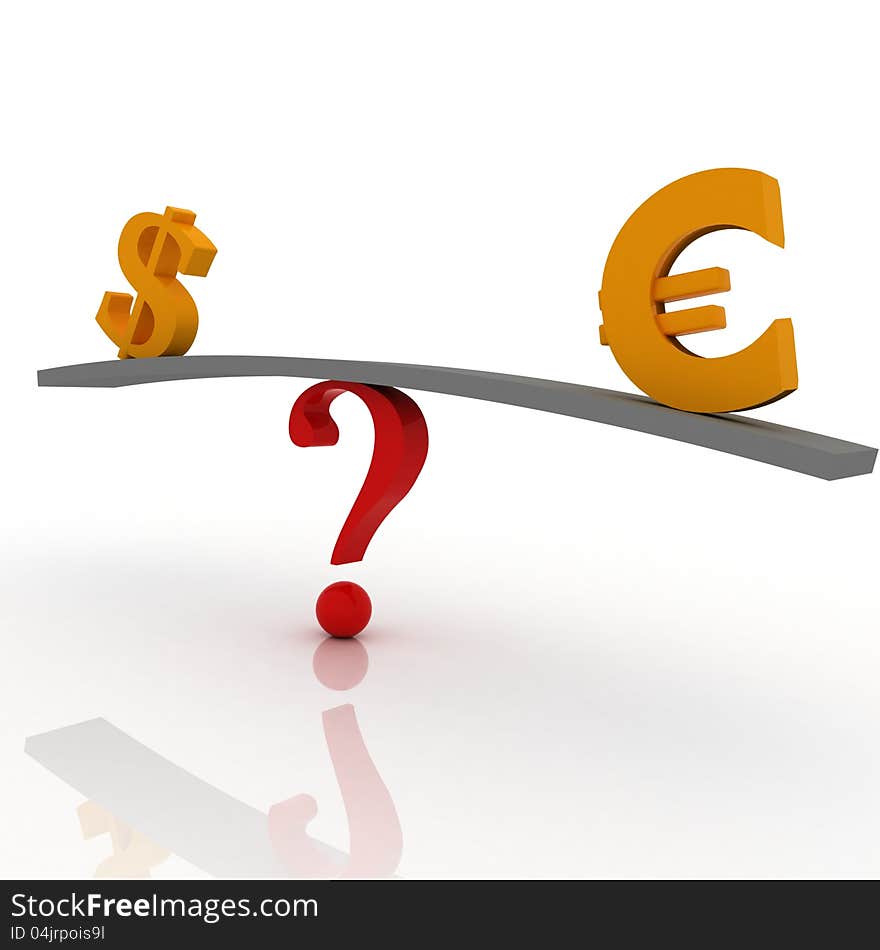 Euro And Dollar On Scale Board