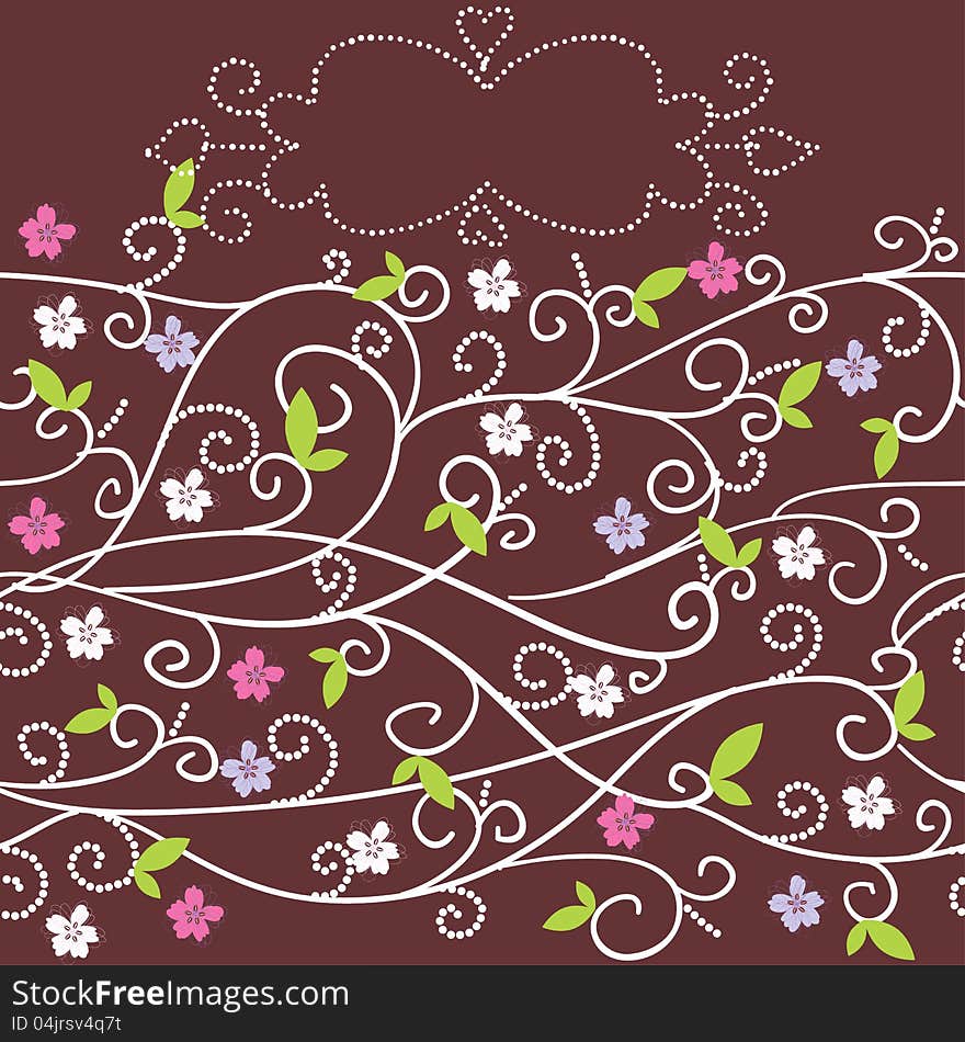 Vector summer background with flowers and leaves for card and invitation. Vector summer background with flowers and leaves for card and invitation