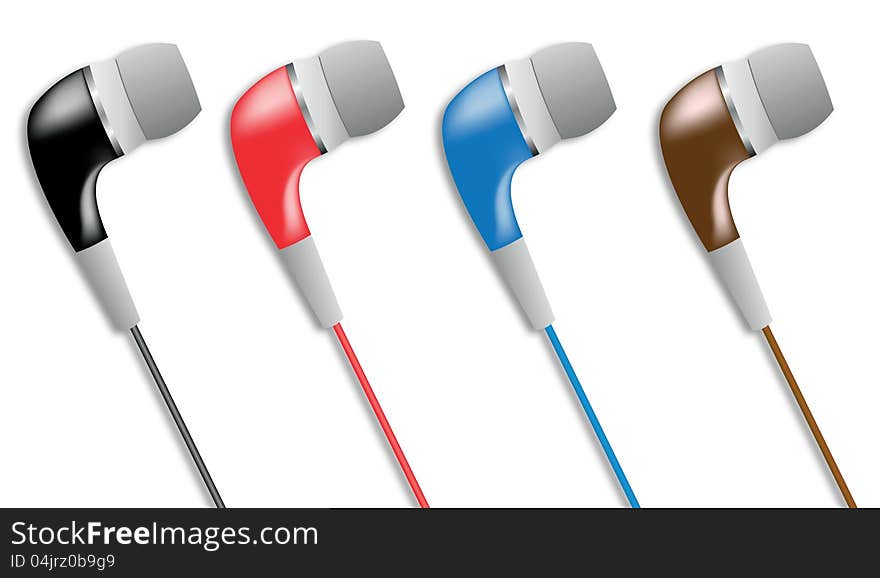 Vector images of color earphones