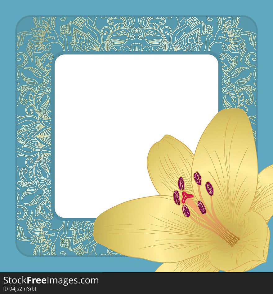 Vector illustration for greeting card with lilies. Vector illustration for greeting card with lilies.