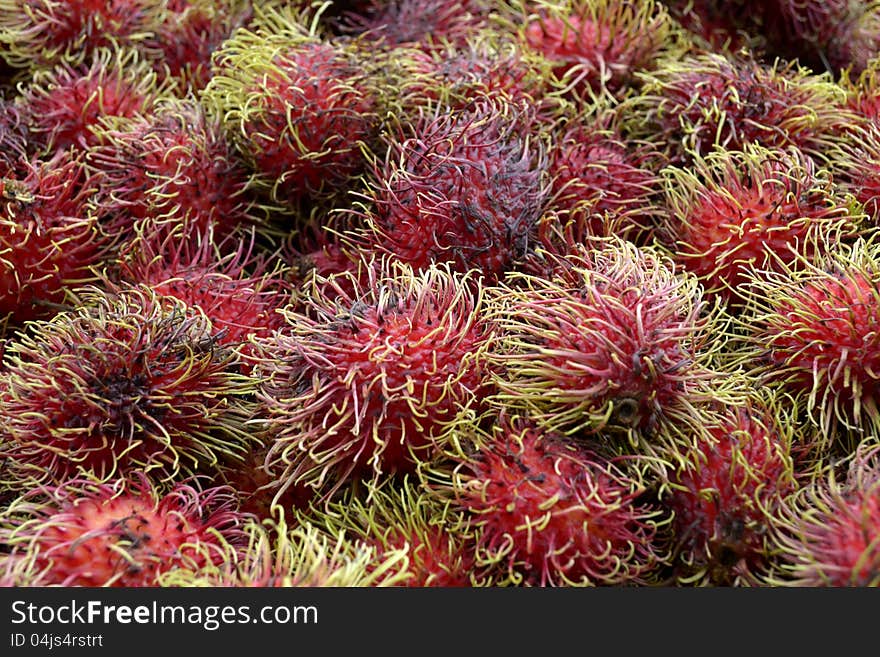 A bunch of sweet rambutan in the basket