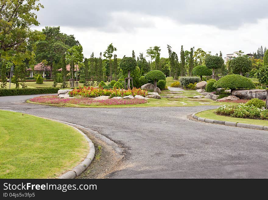 Beautiful park garden in spring