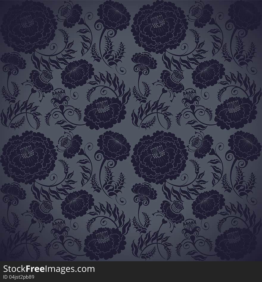 Floral design dark grey, gradient background