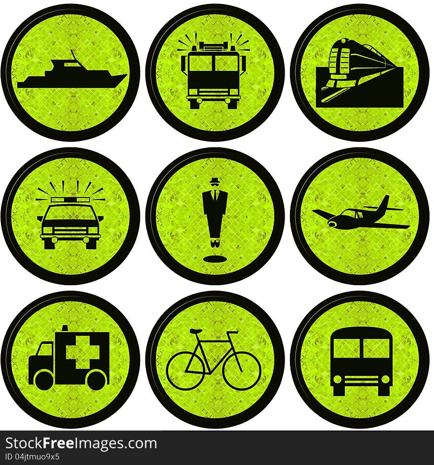 Transport Icons set  on grunge tiles background