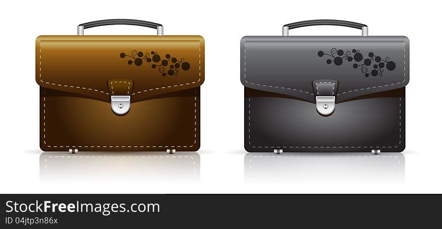 Elegant black and brown leather briefcases. Elegant black and brown leather briefcases