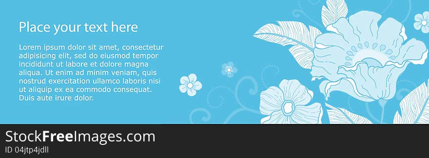 Beautiful banner with flowers in monochromatic colors. Beautiful banner with flowers in monochromatic colors