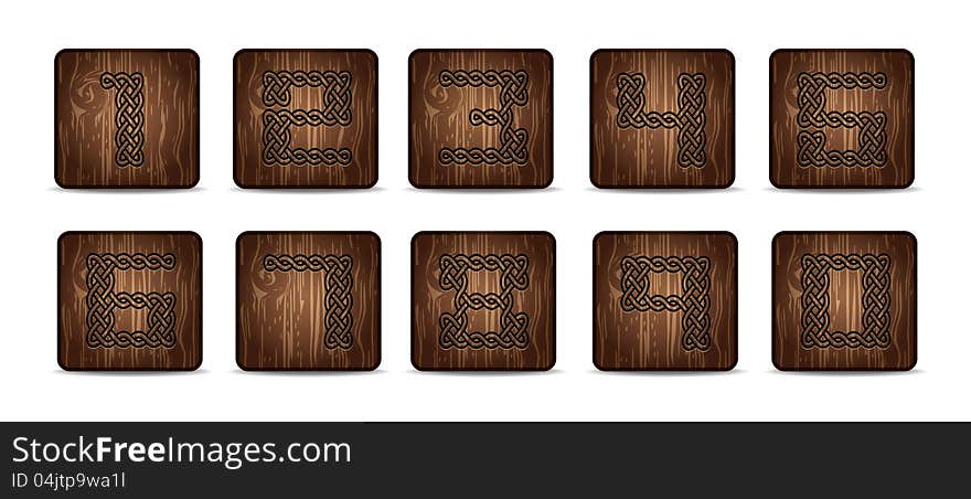 Stranded figures on  wooden tablets. Stranded figures on  wooden tablets