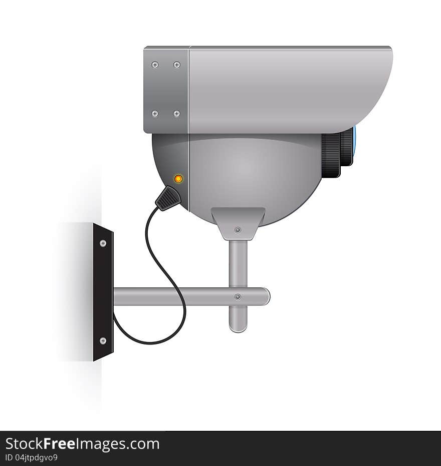 Outdoor security camera. Vector illustration. Outdoor security camera. Vector illustration.