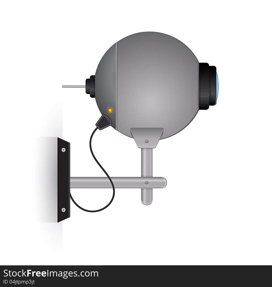 Outdoor security round camera. Vector illustration. Outdoor security round camera. Vector illustration.