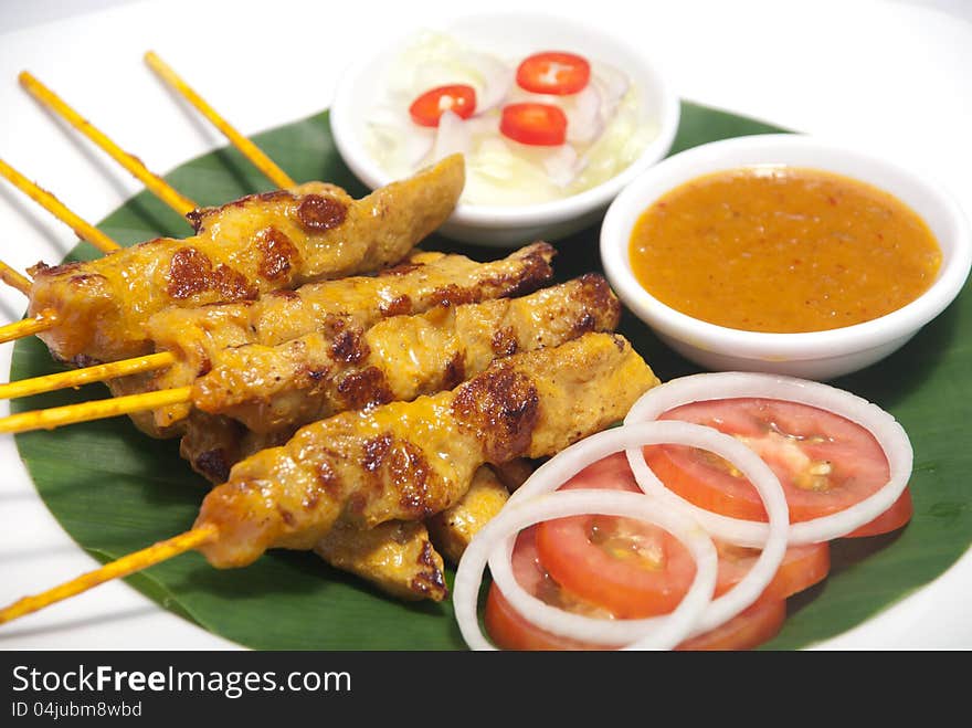 Roasted pork and Pork satay sauce recipe.