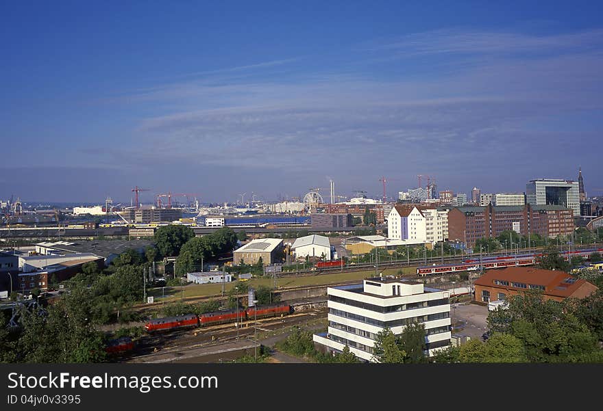 Aerial view on Hamburg s marine port