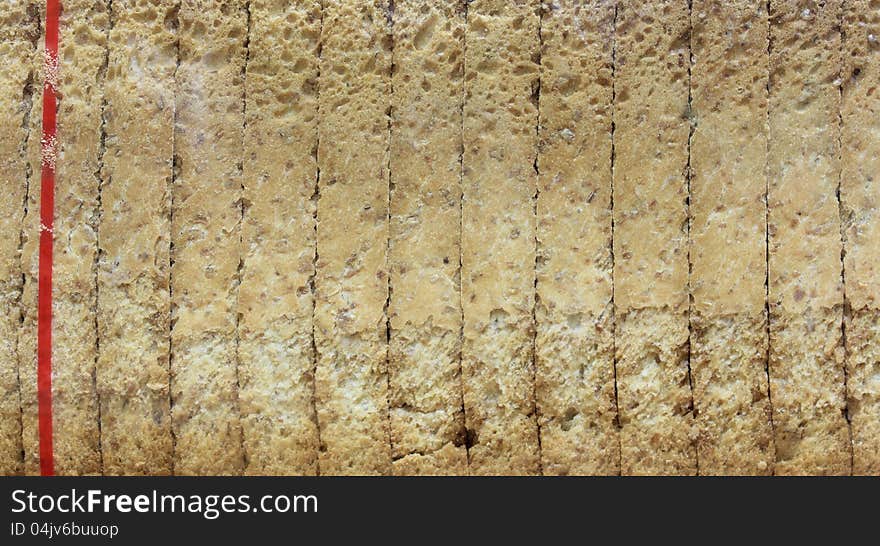 Slices of toast bread in a packet - closeup. Slices of toast bread in a packet - closeup