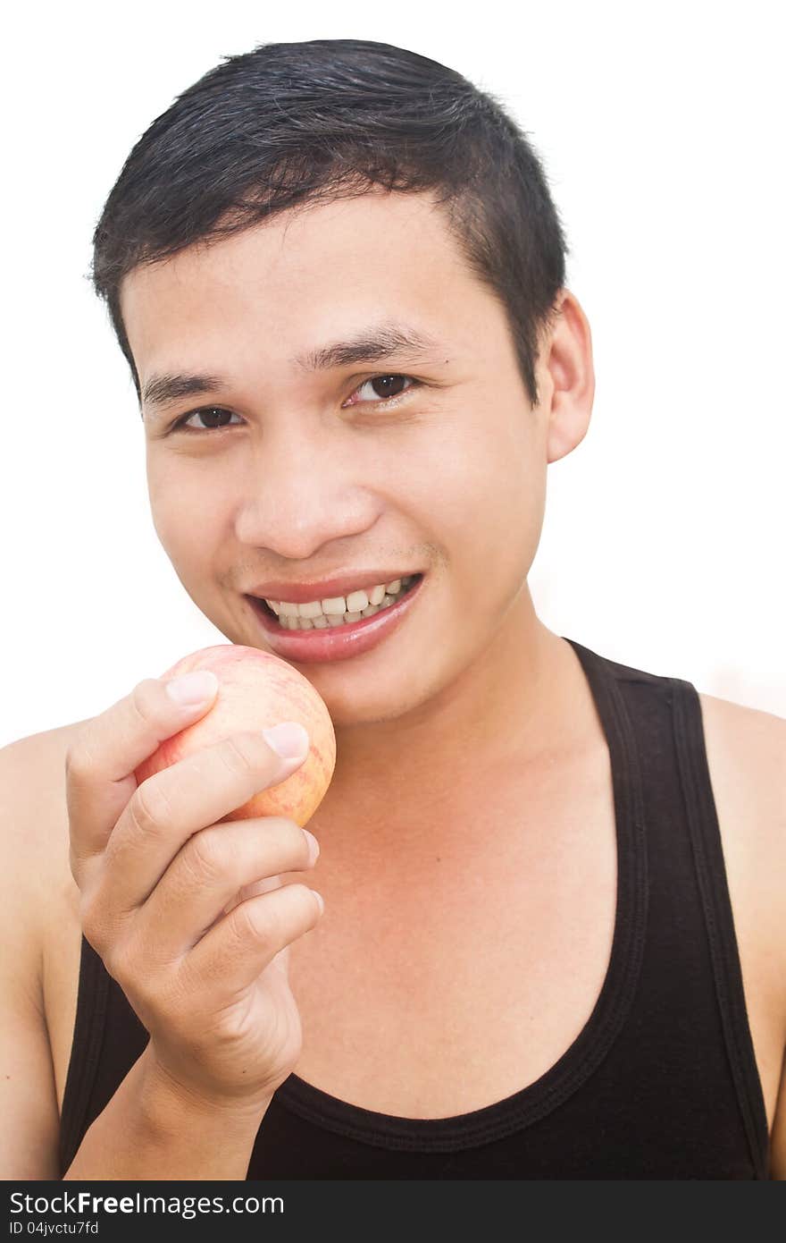 Healthy young Man Holding an Apple. Healthy young Man Holding an Apple