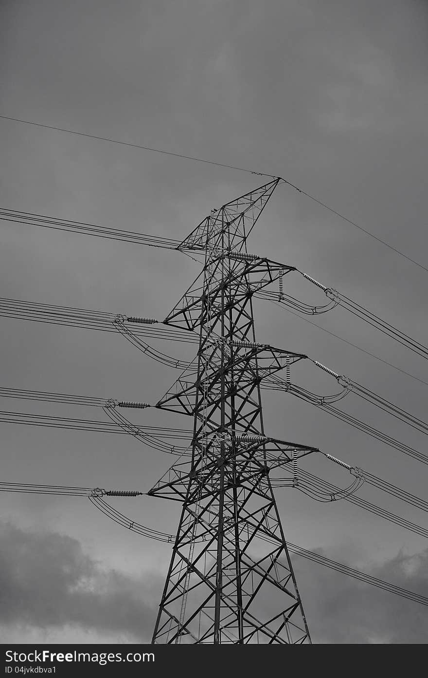 High voltage towers in storm. High voltage towers in storm.