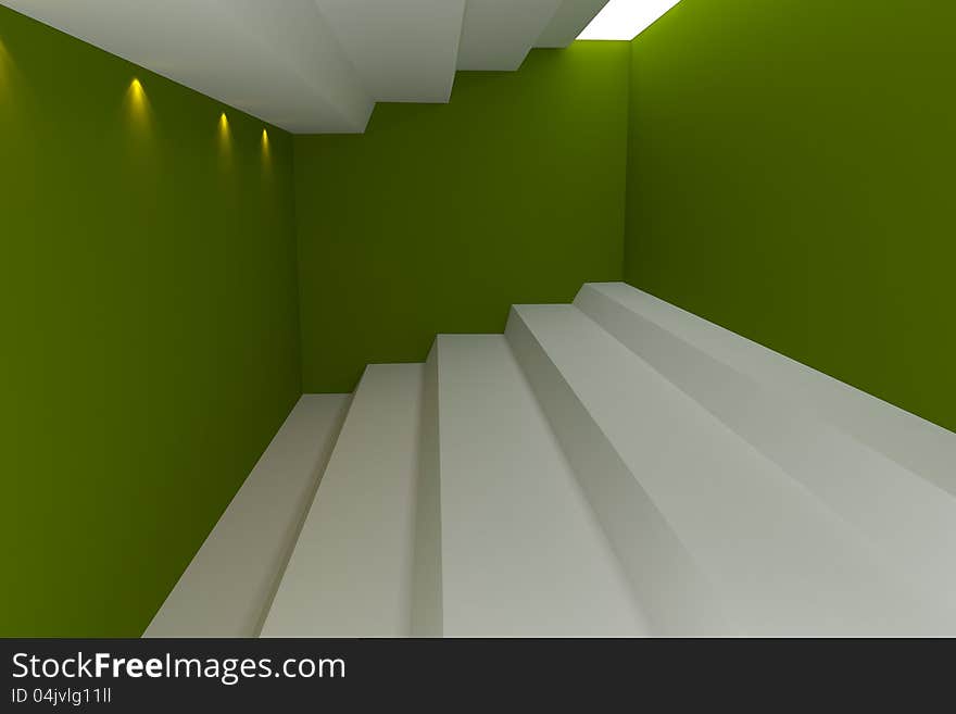 Abstract empty room green wall.