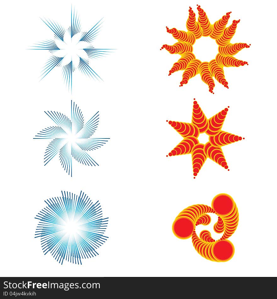 Set of six day and night symbols