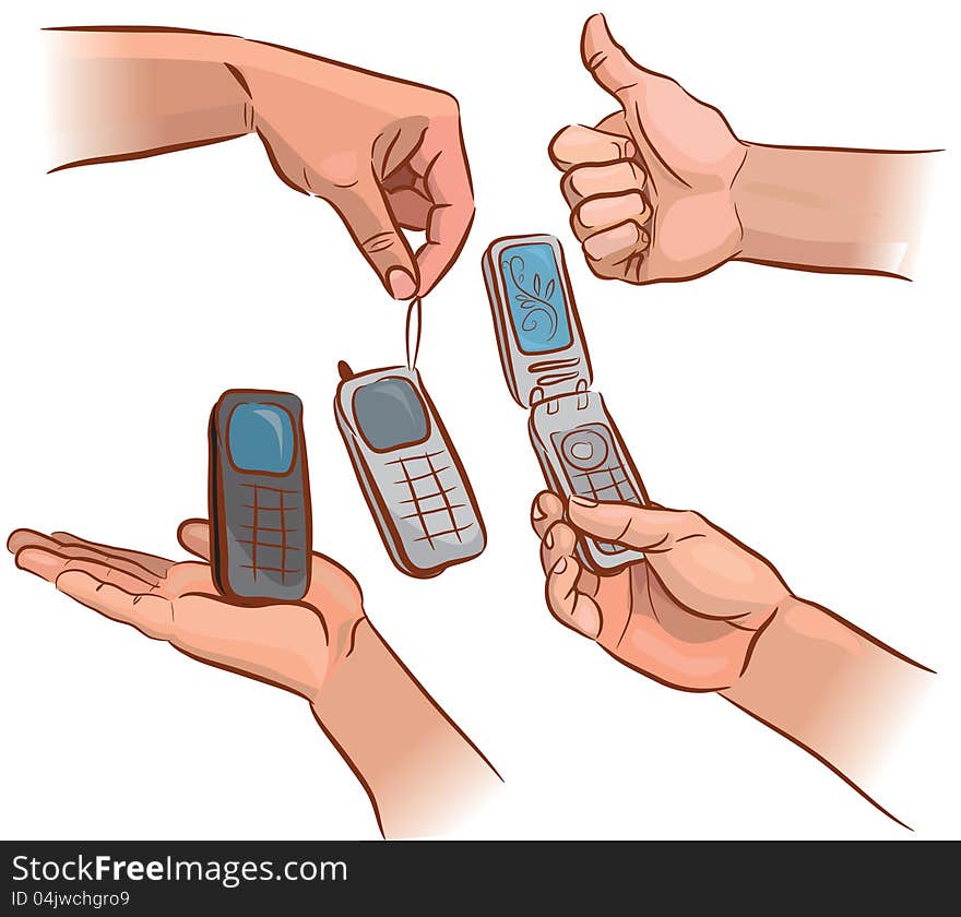 Hands with mobile phone