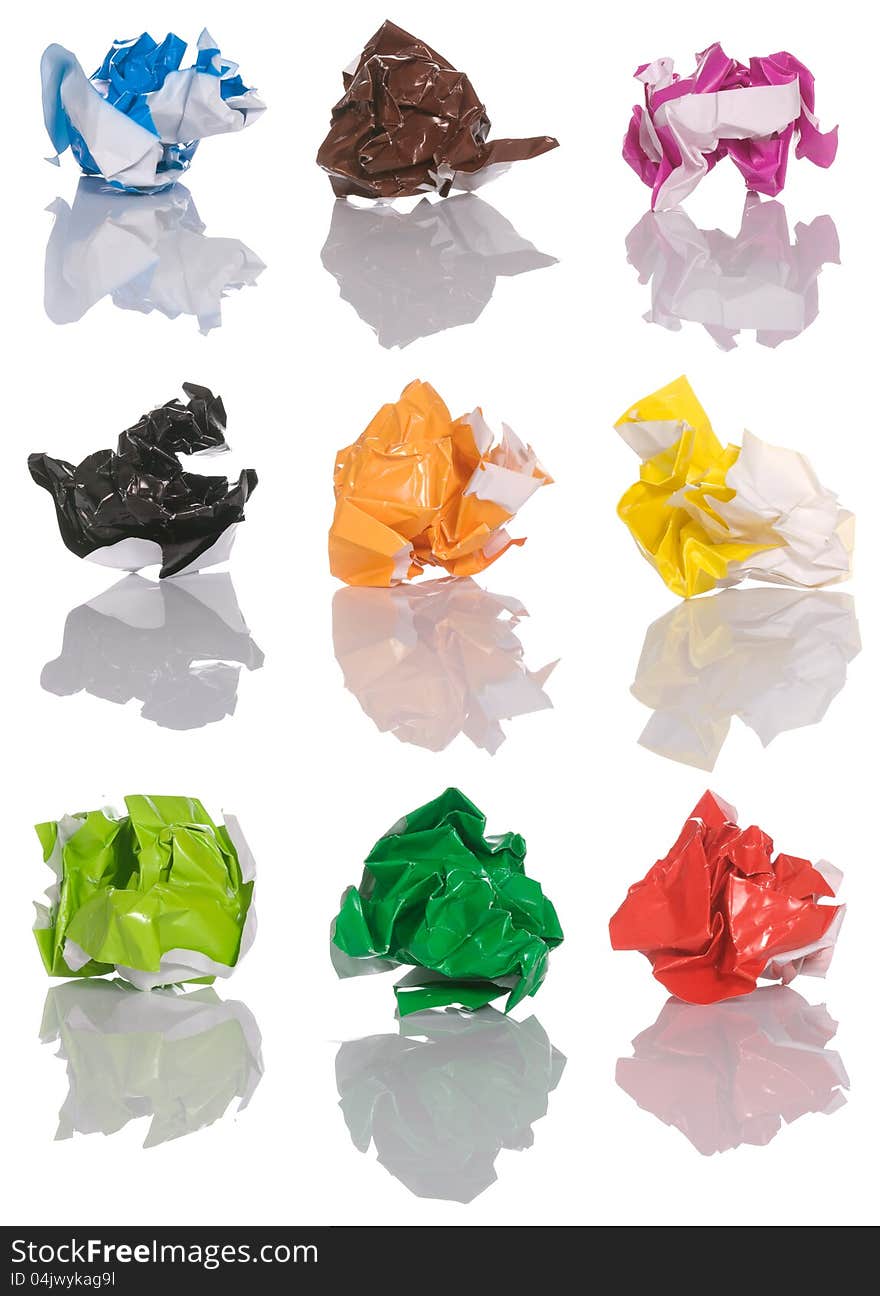 Set Of Crumpled Color Paper