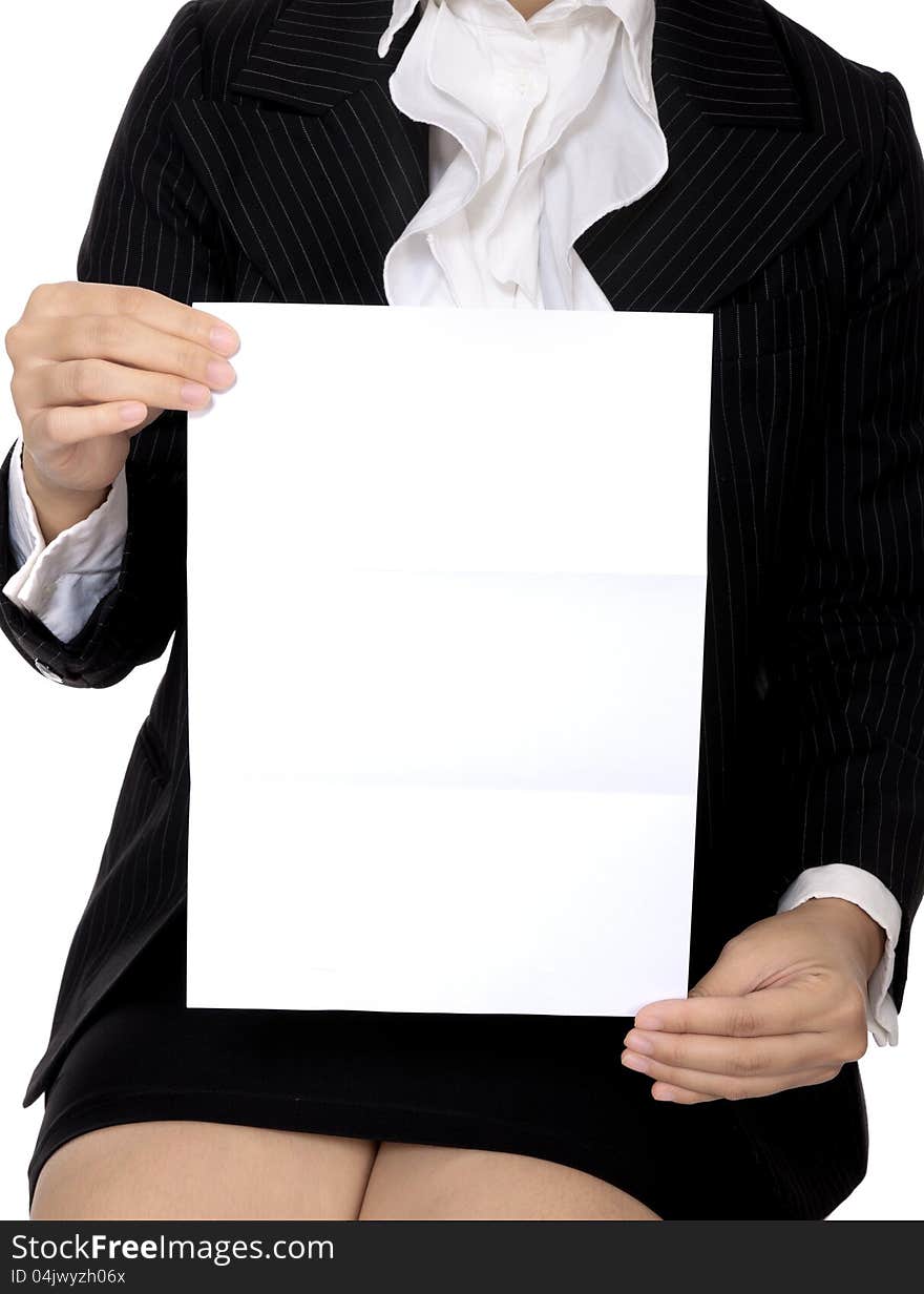 Woman Hold Blank Paper