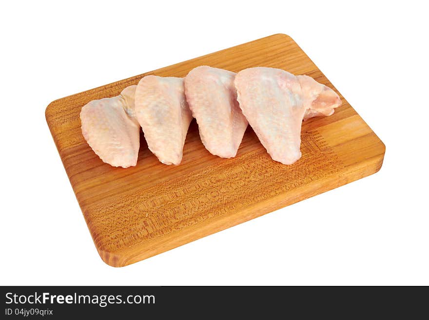 Raw chicken wings isolated on white background