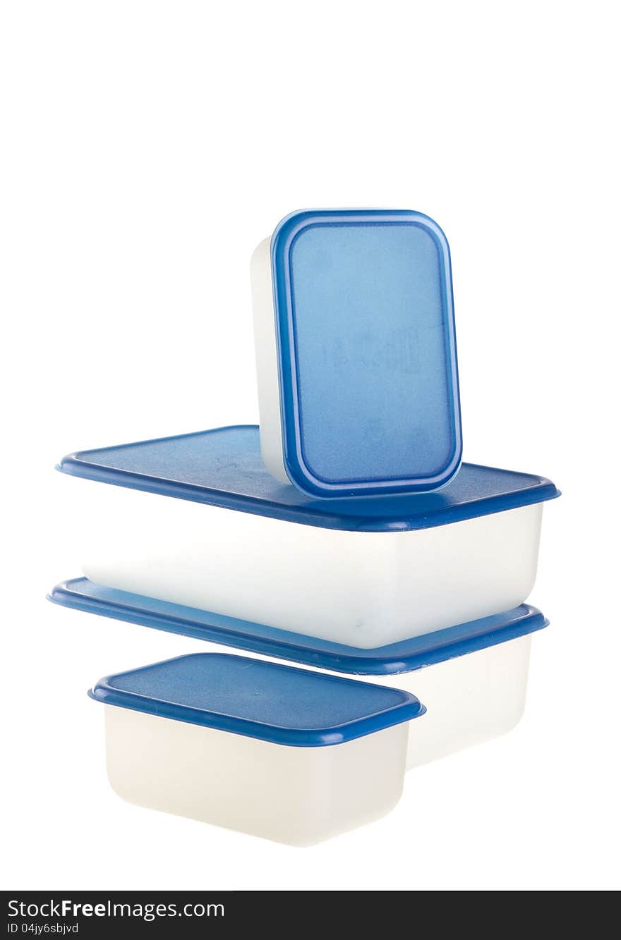 Plastic Containers on Isolated White Background