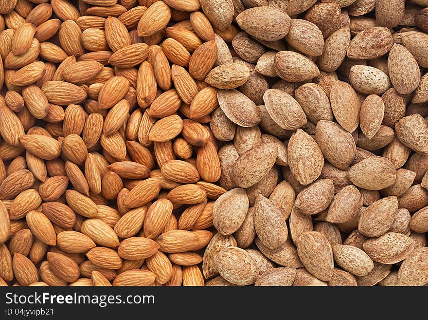 Healthy food, background. Almonds