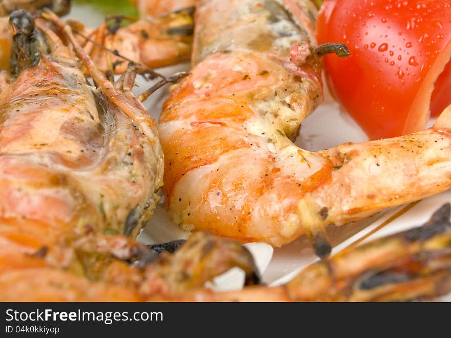 Shrimps  on white background