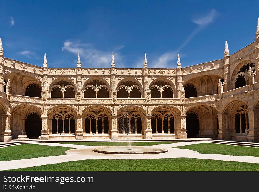 Fountain in court of Jeronimos monastery, Belem. Lisbon, Portugal. Fountain in court of Jeronimos monastery, Belem. Lisbon, Portugal