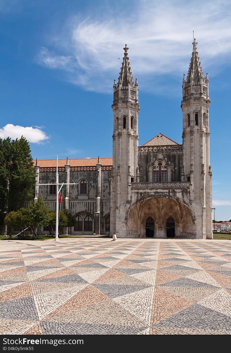 Square with color stone bloks in front of Jeronimos monastery, Lisbon. Square with color stone bloks in front of Jeronimos monastery, Lisbon