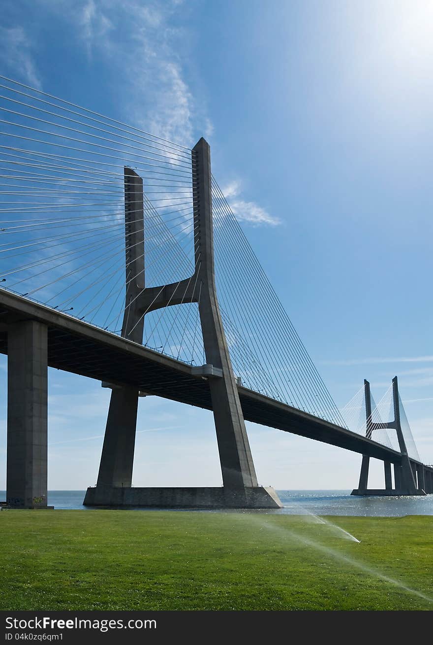 View Of Vasco Da Gama Bridge In Lisbon