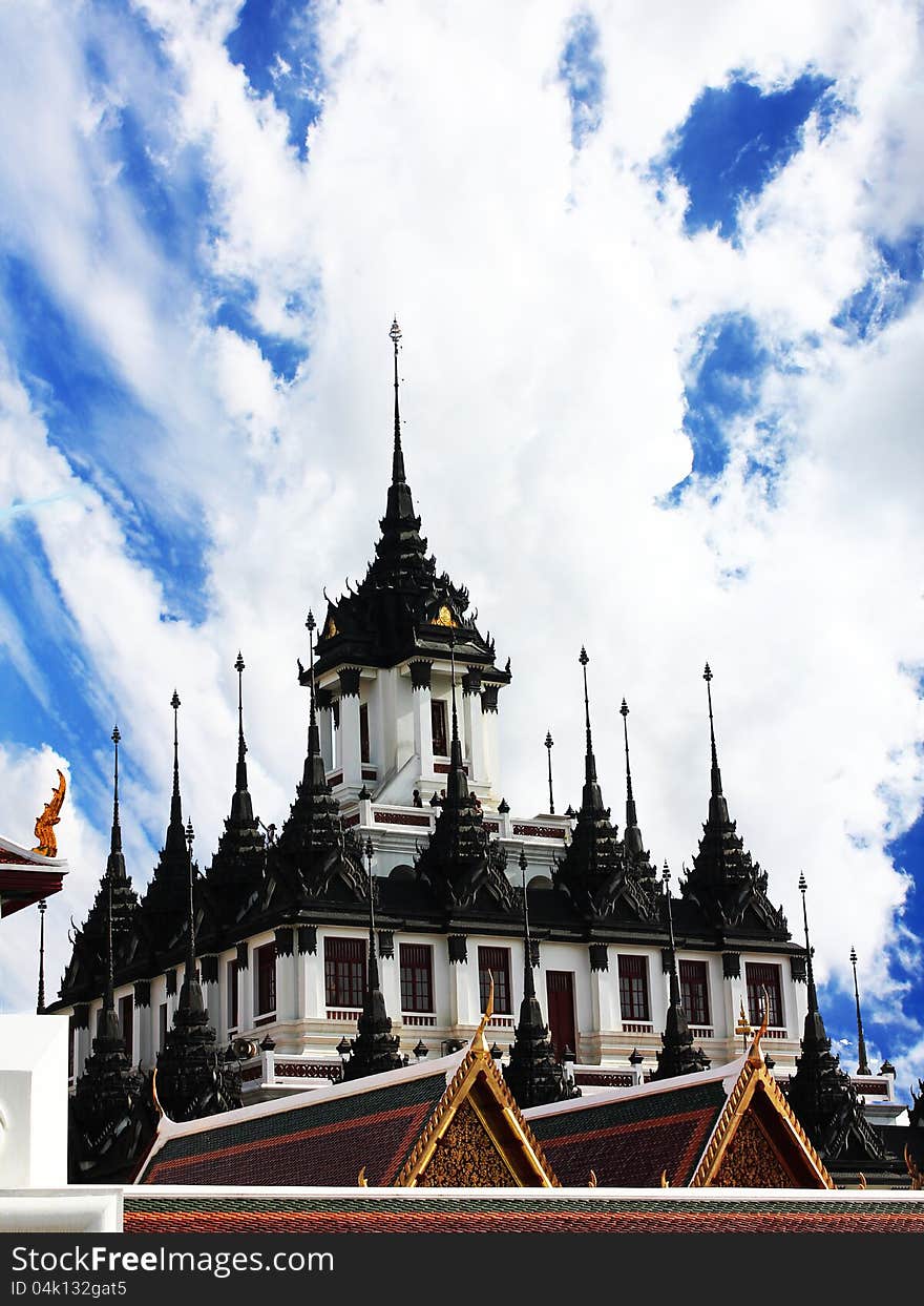 Metallic Castle at Wat Rajanadda Worawihan in Bangkok is an internationally-rec ognized landmark monument representing Bangkok. Metallic Castle at Wat Rajanadda Worawihan in Bangkok is an internationally-rec ognized landmark monument representing Bangkok