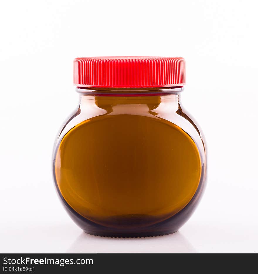 Empty glass bottles on white background