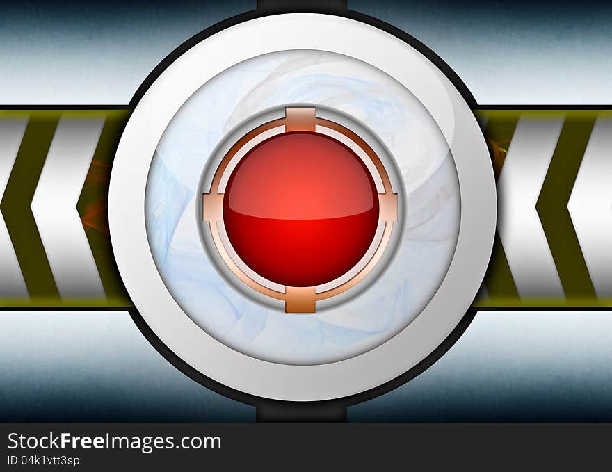 Red button metal background