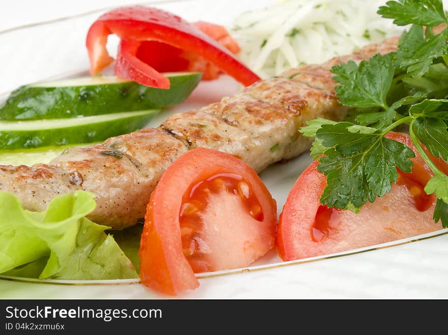 Grilled Meat With Fresh Vegetables