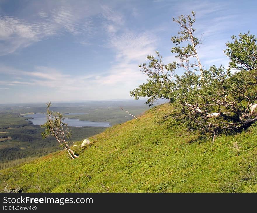 Beautiful mountain landscape with blue sky