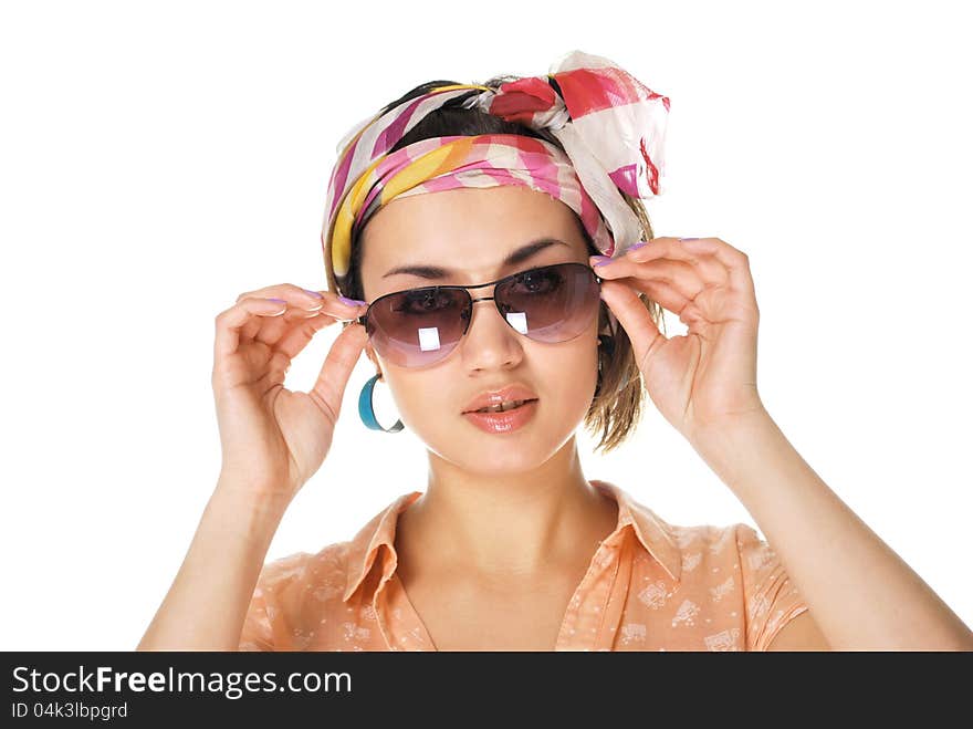 Two girls on white background