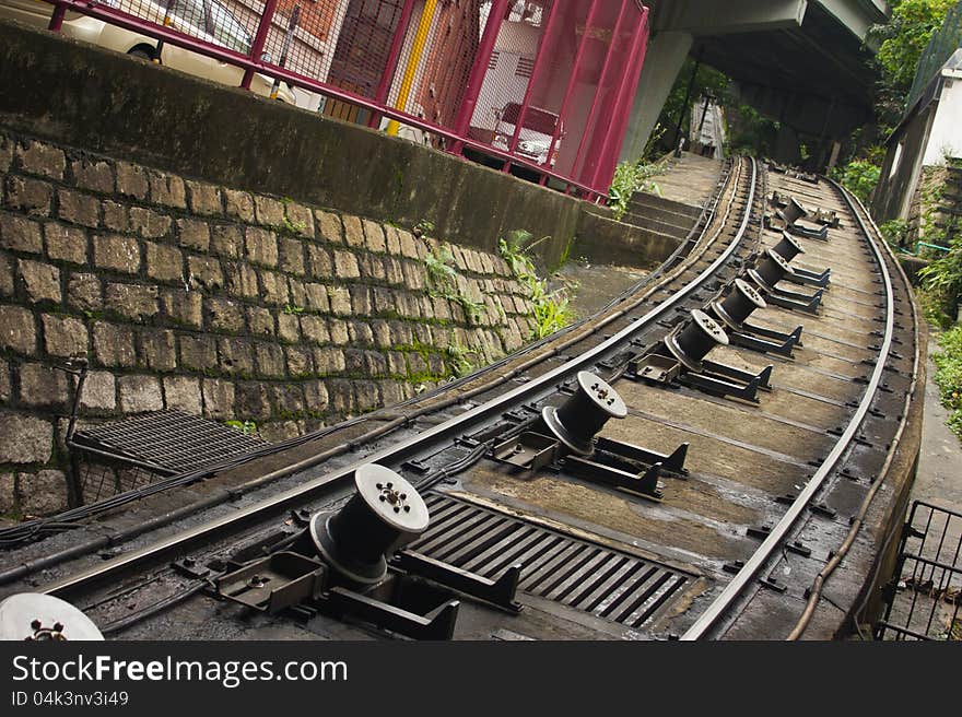 Rails of peak tram