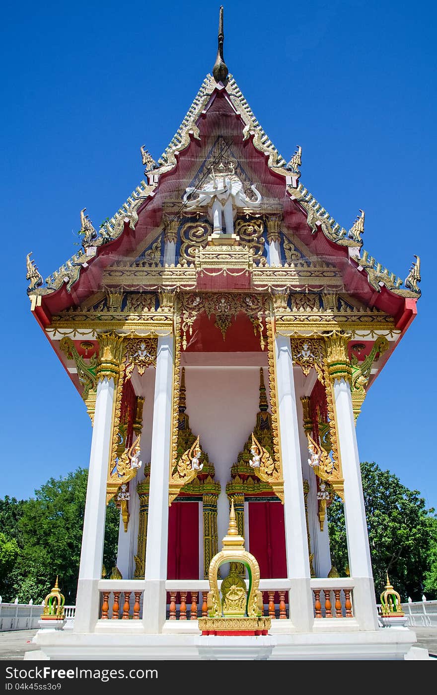 Thai temple in blue sky