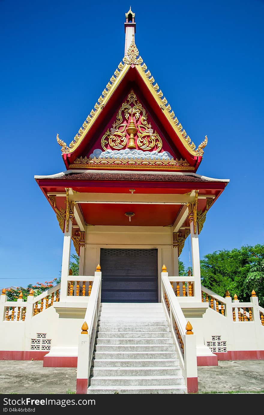 Thai temple in blue sky