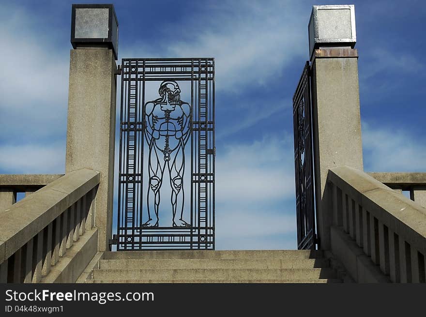 Entrance an iron gate to vigeland park in Oslo