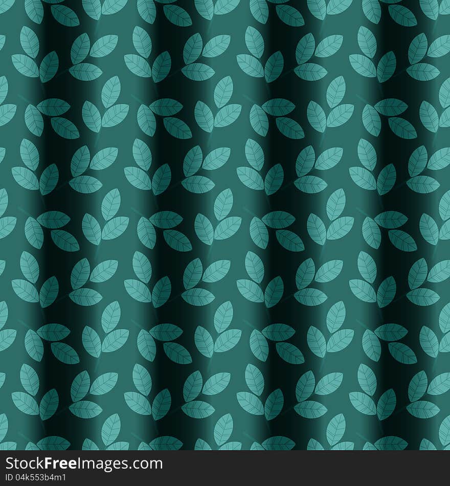 Wavy curtain imitation with foliage pattern