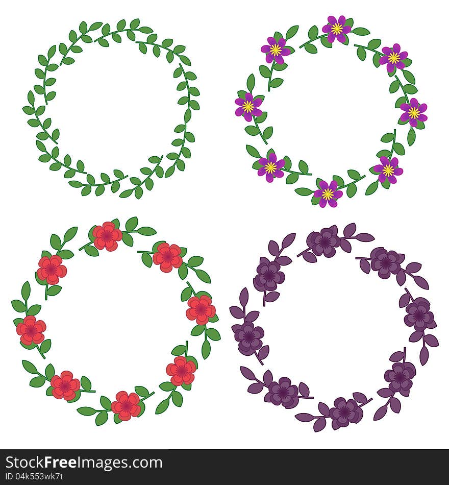 Decorative floral frames in different colors