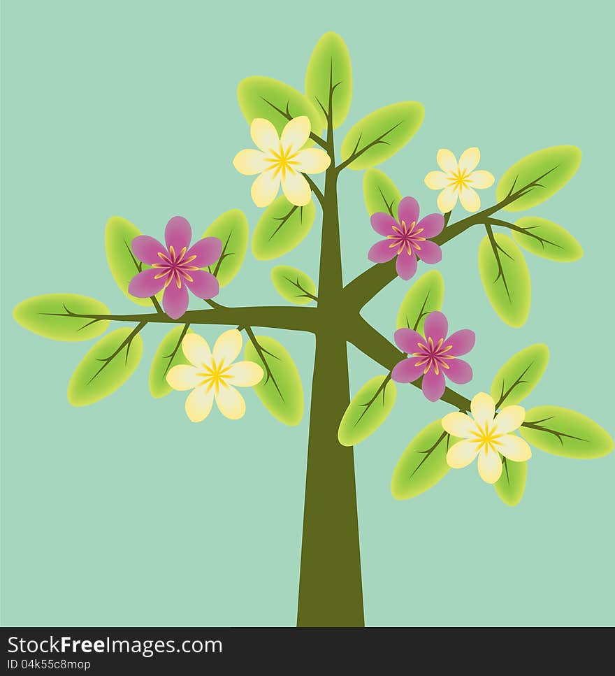 Abstract decorative tree with flowers. Abstract decorative tree with flowers