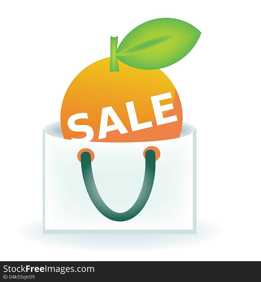 Sale label fruit shaped in the bag