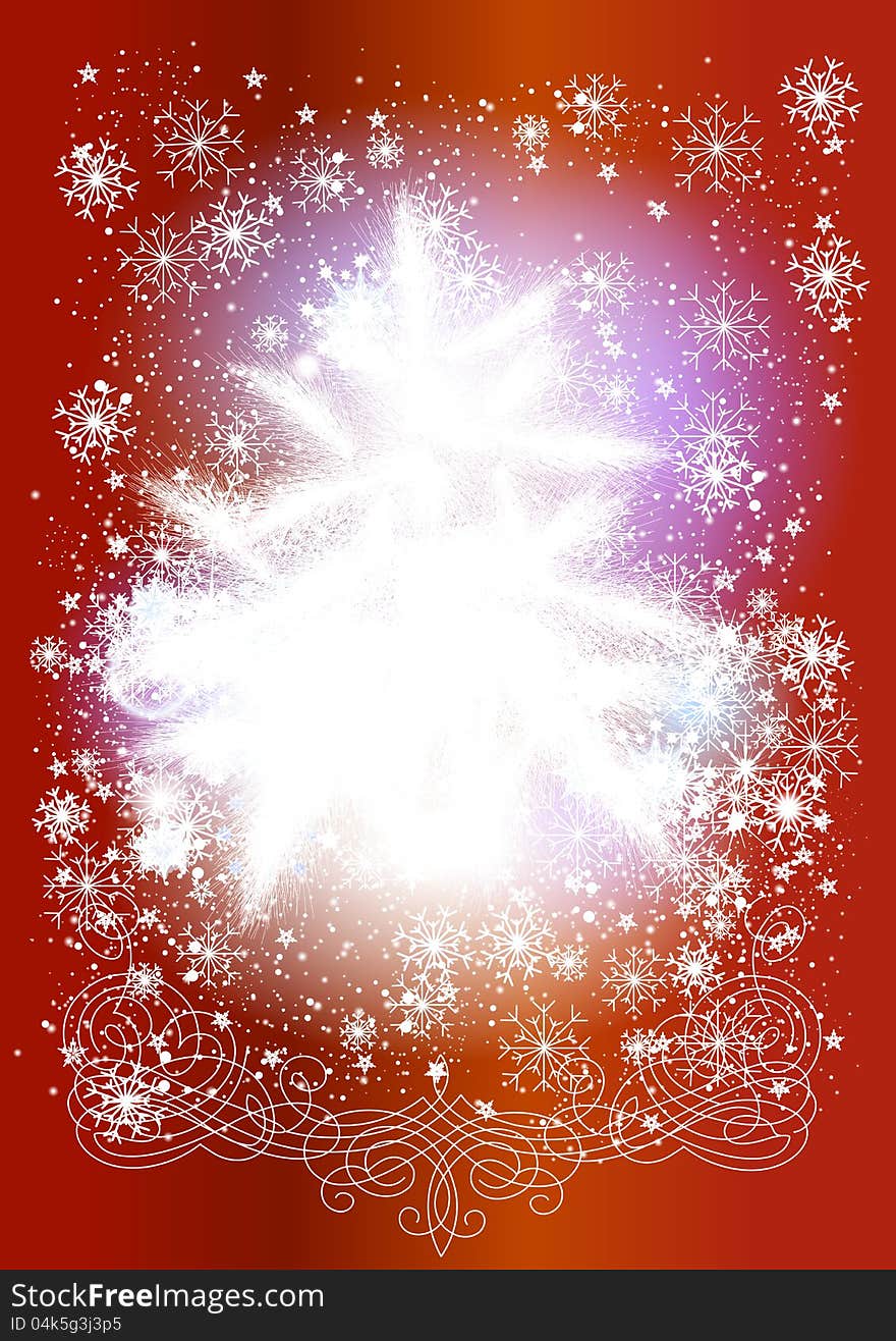 Christmas card in traditional style with fur tree and snowflakes. Christmas vector. Christmas card in traditional style with fur tree and snowflakes. Christmas vector